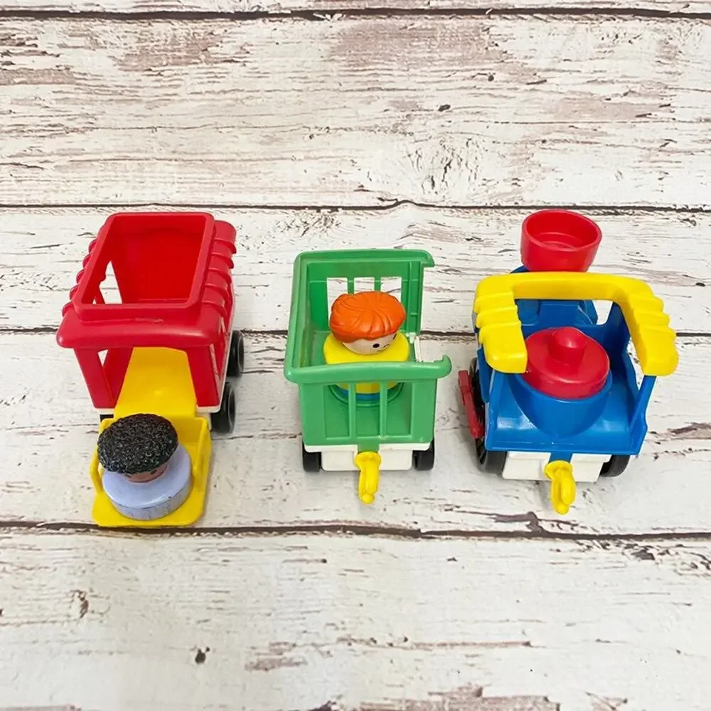 FISHER-PRICE LITTLE PEOPLE Vintage 1991 Circus Train Set Engine Cars 2 Figures